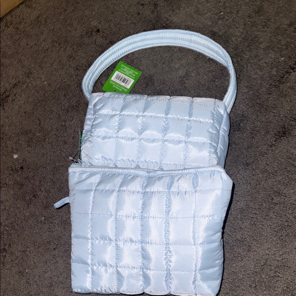 Ashland Quilted Light Blue Shoulder Bag with Matching Pouch - Picture 2 of 2